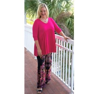 Plus Size Black and Fuschia Palazzo Pant